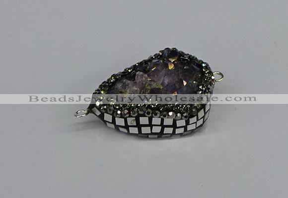 NGC1850 22*30mm - 25*35mm flat teardrop plated druzy amethyst connectors