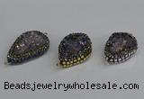 NGC1853 22*30mm - 25*35mm flat teardrop plated druzy amethyst connectors