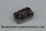 NGC1855 15*35mm - 22*30mm rectangle plated druzy amethyst connectors