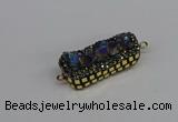 NGC1856 15*35mm - 22*30mm rectangle plated druzy amethyst connectors