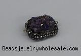 NGC1857 15*35mm - 22*30mm rectangle plated druzy amethyst connectors