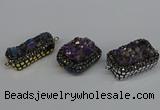 NGC1858 15*35mm - 22*30mm rectangle plated druzy amethyst connectors