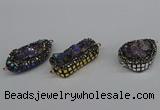 NGC1865 15*30mm - 25*35mm freeform plated druzy amethyst connectors