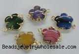 NGC218 24mm - 25mm flower agate gemstone connectors wholesale