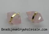 NGC260 18*30mm - 20*35mm faceted nuggets rose quartz connectors