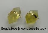 NGC261 18*30mm - 20*35mm faceted nuggets lemon quartz connectors