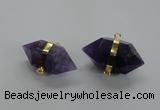 NGC262 18*30mm - 20*35mm faceted nuggets amethyst connectors