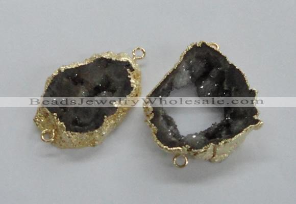 NGC272 30*35mm - 35*40mm freeform plated druzy agate connectors