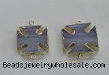 NGC274 22*22mm - 24*24mm blue lace agate gemstone connectors