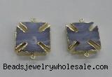 NGC275 26*26mm - 28*28mm blue lace agate gemstone connectors