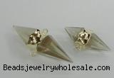 NGC346 18*30mm - 15*45mm faceted bicone yellow quartz connectors