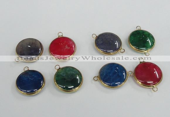 NGC400 18mm flat round agate gemstone connectors wholesale