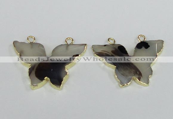 NGC405 30*40mm butterfly agate gemstone connectors wholesale