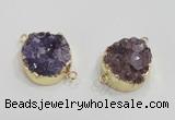 NGC419 20mm coin druzy amethyst gemstone connectors wholesale