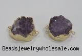 NGC420 25mm coin druzy amethyst gemstone connectors wholesale