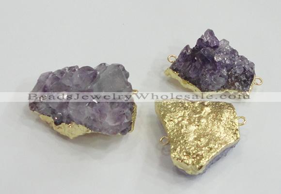 NGC439 20*25mm - 25*30mm freeform druzy amethyst gemstone connectors