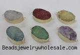 NGC476 20*30mm oval druzy agate gemstone connectors wholesale