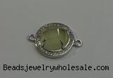 NGC5023 20mm flat round lemon quartz with rhinestone connectors