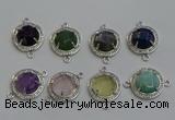 NGC5025 20mm flat round mixed gemstone connectors wholesale