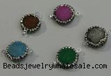 NGC5050 12mm - 14mm flat round druzy quartz with rhinestone connectors