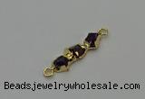 NGC5057 10*25mm - 10*35mm freeform amethyst gemstone connectors