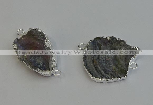 NGC5063 30*40mm - 38*42mm freeform druzy agate connectors