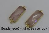 NGC5077 12*30mm - 15*35mm faceted rectangle rose quartz connectors