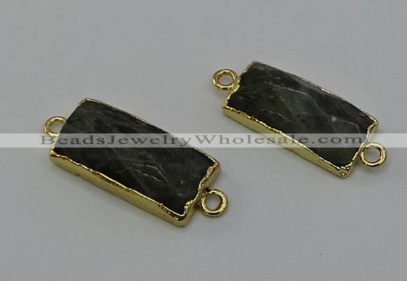 NGC5089 12*30mm - 15*30mm faceted rectangle labradorite connectors