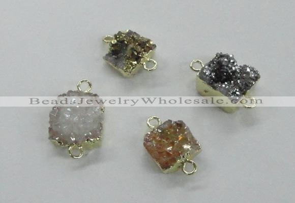 NGC509 8*10mm - 12*14mm freeform plated druzy agate connectors