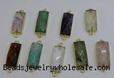 NGC5092 12*30mm - 15*35mm faceted rectangle mixed gemstone connectors