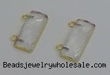 NGC5095 12*30mm - 15*35mm faceted rectangle white crystal connectors