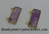 NGC5097 12*30mm - 15*35mm faceted rectangle light amethyst connectors