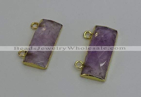 NGC5097 12*30mm - 15*35mm faceted rectangle light amethyst connectors