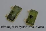 NGC5100 12*30mm - 15*35mm rectangle green rutilated quartz connectors