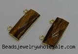 NGC5106 12*30mm - 15*35mm faceted rectangle yellow tiger eye connectors