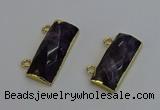 NGC5108 12*30mm - 15*35mm faceted rectangle amethyst connectors