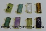 NGC5110 12*30mm - 15*35mm faceted rectangle mixed gemstone connectors