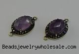 NGC5127 16*20mm oval amethyst gemstone connectors wholesale