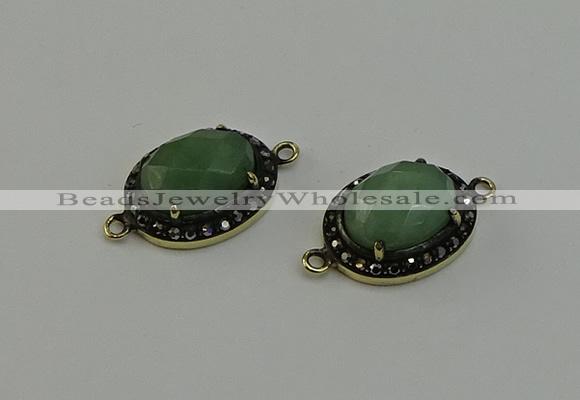 NGC5132 16*20mm oval green aventurine gemstone connectors wholesale