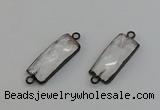 NGC5188 12*30mm - 15*30mm faceted rectangle white crystal connectors