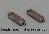 NGC5189 12*30mm - 15*30mm faceted rectangle rose quartz connectors