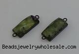 NGC5192 12*30mm - 15*30mm rectangle green rutilated quartz connectors