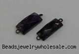 NGC5199 12*30mm - 15*30mm faceted rectangle amethyst connectors