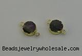 NGC5219 15mm - 16mm coin druzy amethyst gemstone connectors