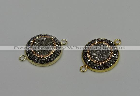 NGC5314 20mm - 22mm coin plated druzy agate connectors