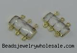 NGC5350 12*30mm - 15*30mm faceted rectangle white crystal connectors