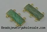 NGC5359 12*30mm - 15*30mm faceted rectangle amazonite connectors