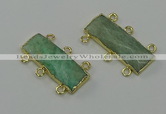 NGC5359 12*30mm - 15*30mm faceted rectangle amazonite connectors