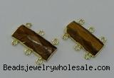 NGC5363 12*30mm - 15*30mm faceted rectangle yellow tiger eye connectors