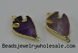 NGC5377 20*35mm - 25*40mm arrowhead light amethyst connectors